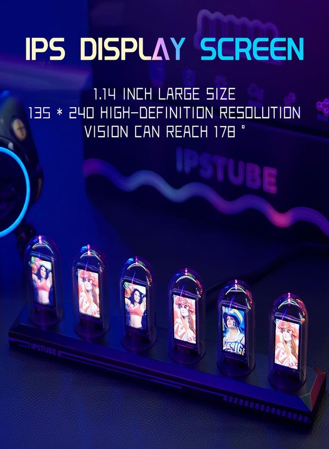Vastarry Nixie Tube Clock Glow Tube Clock IPS Color Screen Digital Clock DIY Analog Digital Tube WiFi time Desktop Desktop Digital Clock Decoration Gift (H401) - Image 5